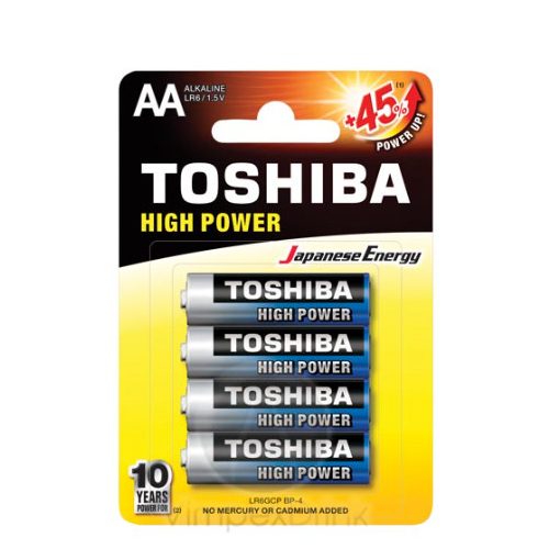 TOSHIBA elem AAA(LR6GCP BP-4 AA, 1.5 Volt , tartós, High Power (4db/csomag)