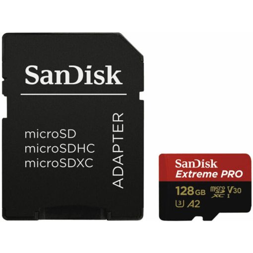 SanDisk microSDXC™ Mobile Extreme PRO™ memóriakártya 128GB, + adapter, (olvasási seb.: 200MB/s , írási seb.: 90MB/s) UHS-I, V30, A2, C10, U3  + Rescue Pro Deluxe (214504)