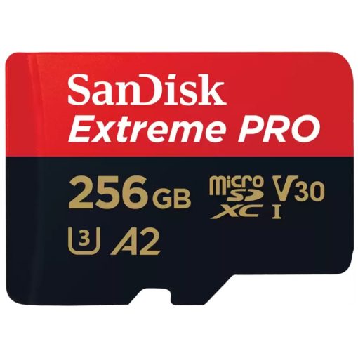 SanDisk microSDXC™ Mobile Extreme PRO™ memóriakártya 256GB, + adapter, (olvasási seb.: 200MB/s , írási seb.: 140MB/s) UHS-I, V30, A2, C10, U3  + Rescue Pro Deluxe (214505)