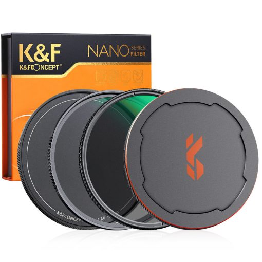 K&F Concept NANO-X series, MCUV + CPL szűrő, vízlepergető, karcálló, fém objektívsapka + , 49mm (KF-1658)