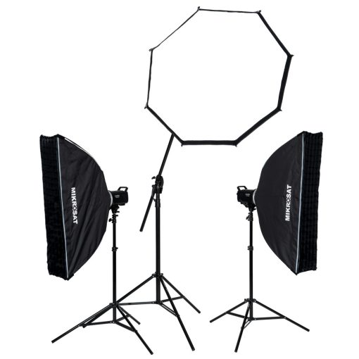 Godox MS300II-V Tripla Vakuszett - Boom állvány - Mikrosat 25x100 Click Softbox (3 x 300Ws)